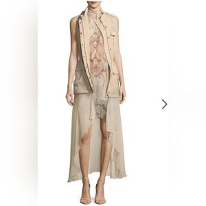 Haute Hippie Beige Revenge Cargo Zip Up Vest With Removable Skirting Size Medium